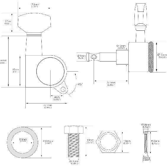 Banworks 6-In-Line Guitar Locking String Tuning Pegs 18:1 Ratio Sealed Guitar Tuning Keys Machines with 45 Degree Fixing Tag for Strat ST Tele