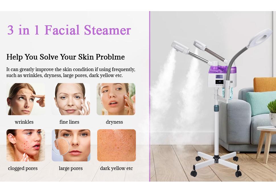 3-in-1 Facial Steamer & Hydrator for Home Use with Movable Sprayer
