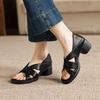 Krazing Pot Mikrofaser Mode Dicke Mittlere Absätze Peep Toe Schuhe Europäisches Design Sommer Größe 43 Größe 42 Plateau Damen Sandalen