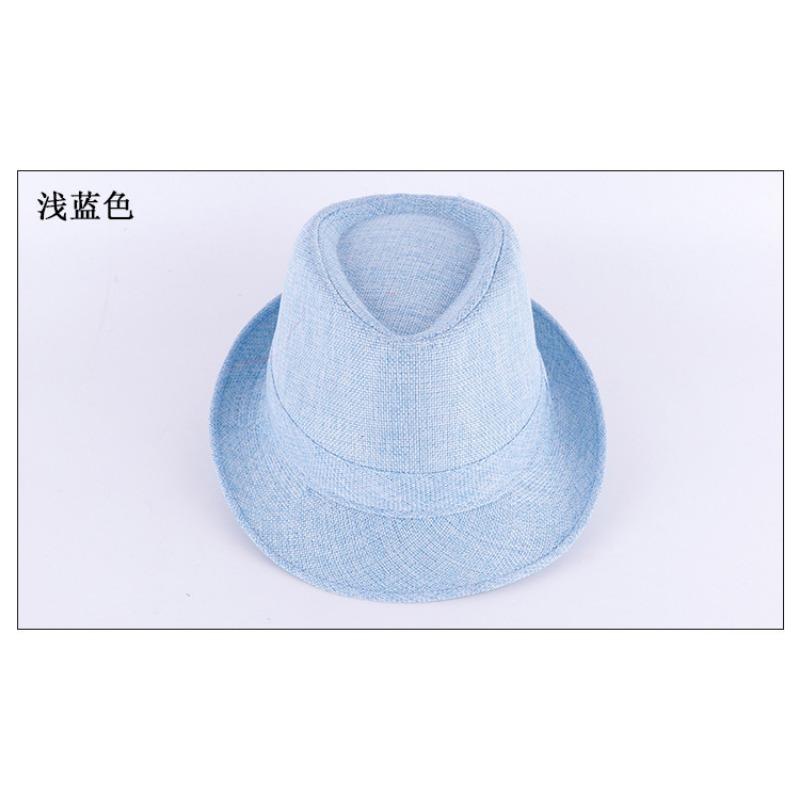 Jazz hat, linen solid color top hat, men's and women's crimped couple's sun hat