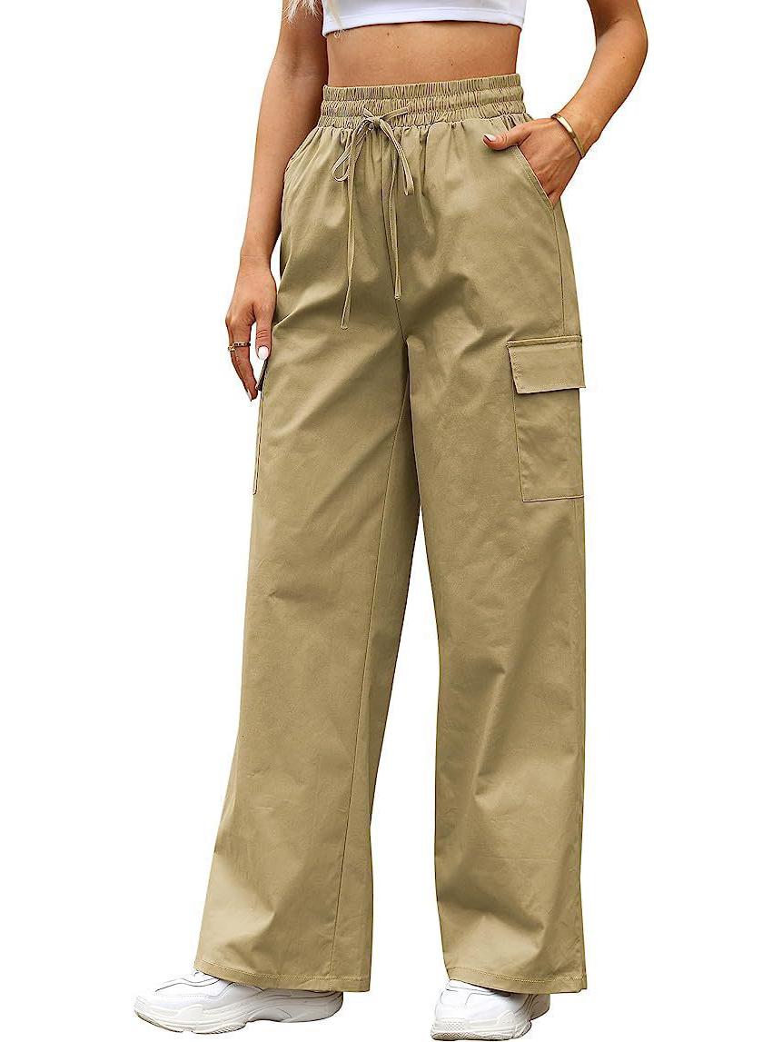 

Летние повседневные хлопковые рабочие брюки с карманами для женщин в европейском и американском стиле, 2023 S хаки