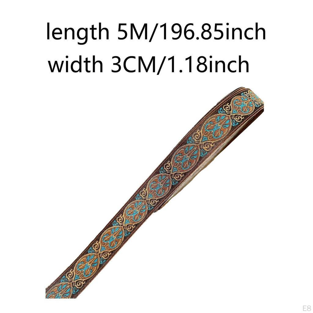 5 M Jacquard Ribbon Fabric Embellishment for Home Decor Table Runners Pillowcases Sewing