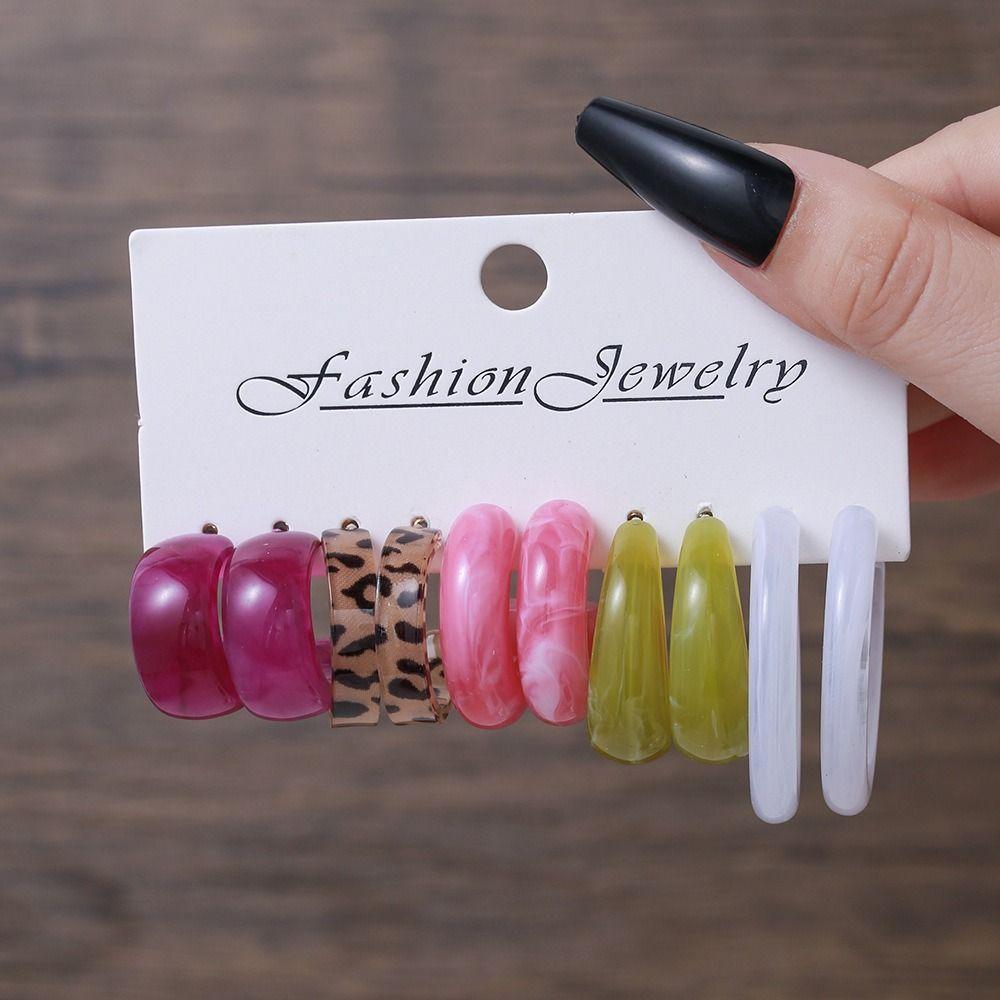 Sweet Large Earrings Fashion Dangle Earring Simple Acrylic Earrings Set  Party Jewelry