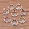 10x13mm DIY Alloy Round Mountain Pendants Charms for Necklaces, Bracelets, Bags - 2 Colors