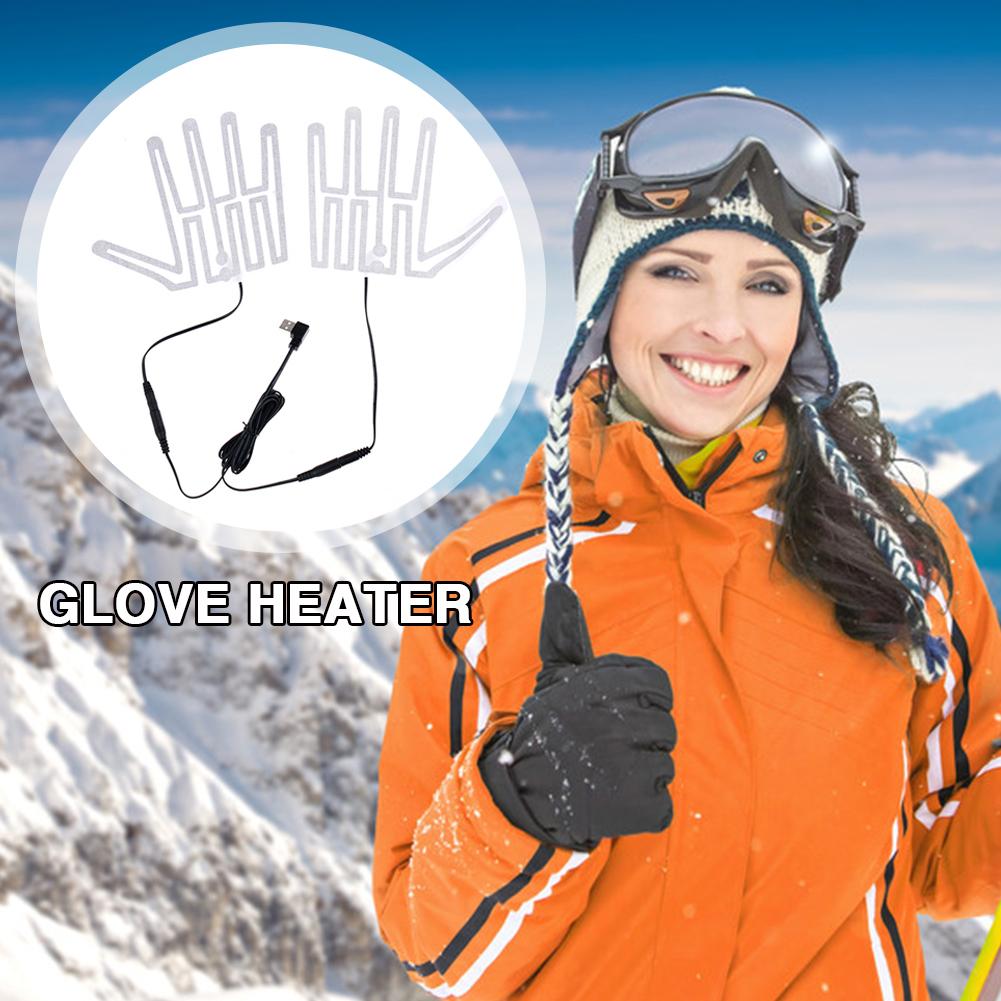 1 Pair Electric Heating Pad Carbon Fiber 5V Five-Finger Gloves Heating Pad Thermal Insulation Shoes Gloves Pads