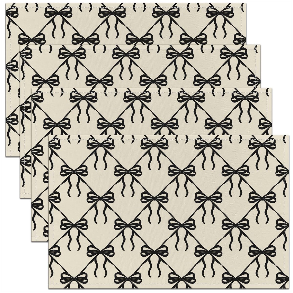 

Cute Bowknot Placemats Set of 4 12x18 Inch Blue Bow Table Mats for Party Kitchen Dining Decoration Holiday Seasonal Princess Decor Place Mat 4pcs-12x18