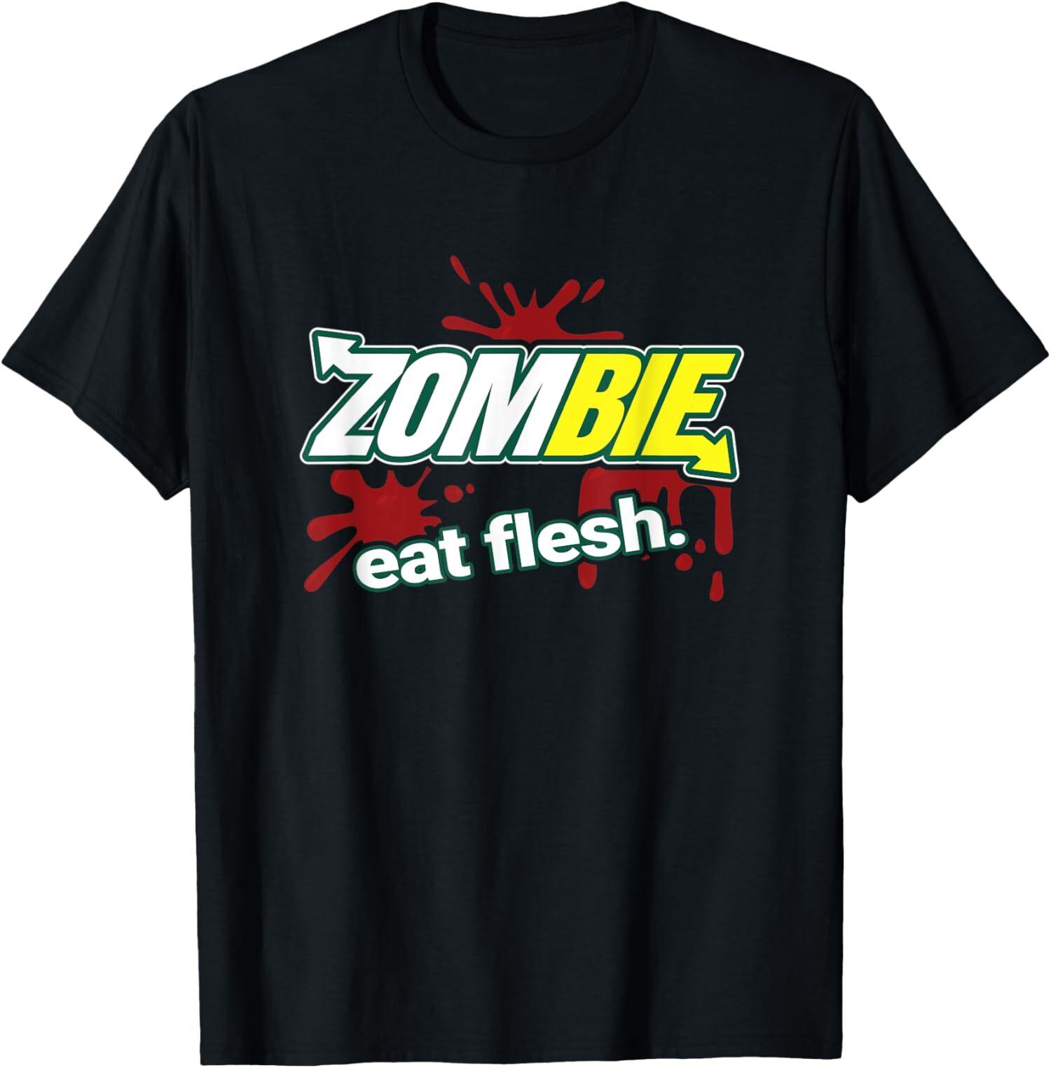 

NEW LIMITED Zombie Eat Flesh T-Shirt Mens Womens Tees Top Tops Tee 2XL