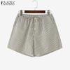 ZANZEA Womens Casual Drawstring Waist Summer Stripe Short Pants
