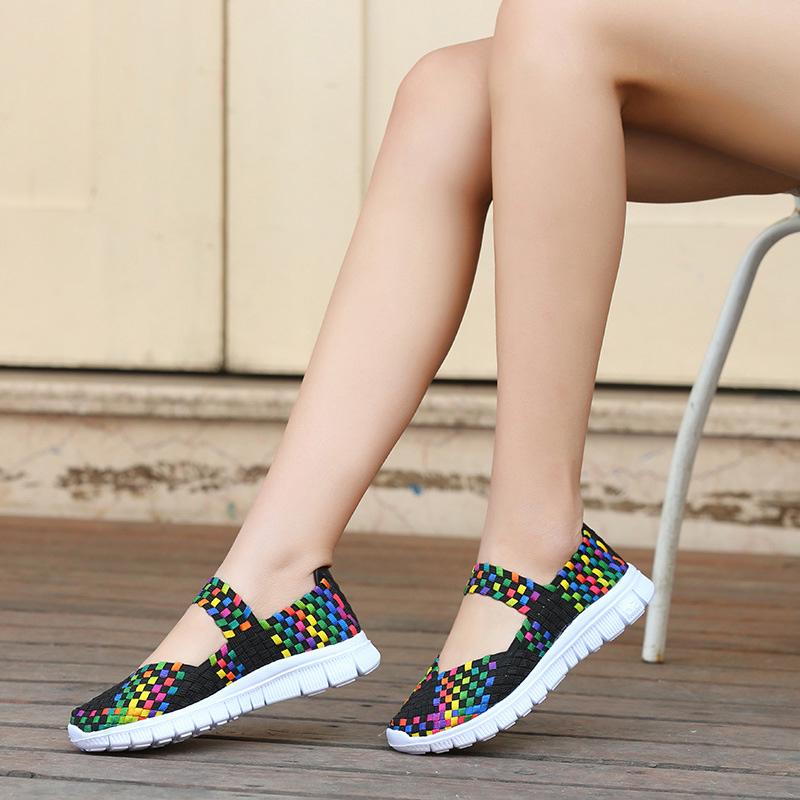 Summer Women Casual Shoes Light Breathable Handmade Women Woven Shoes Soft Comfortable  Women Shoes Fashion Loafers