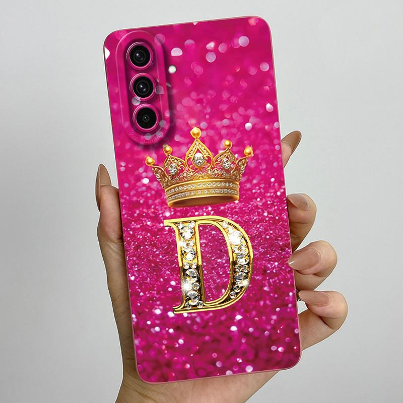 For Samsung Galaxy A37 A57 5G 2025 Crown Initial Letter Couple Phone Case SM-A376B SM-A5760 Soft Silicone Lens Protective Casing