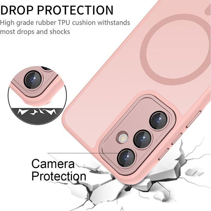 Coque de Protection - BOOLING - Samsung Galaxy A17 4G/5G - Rigide - Rose - Anneau Magnétique