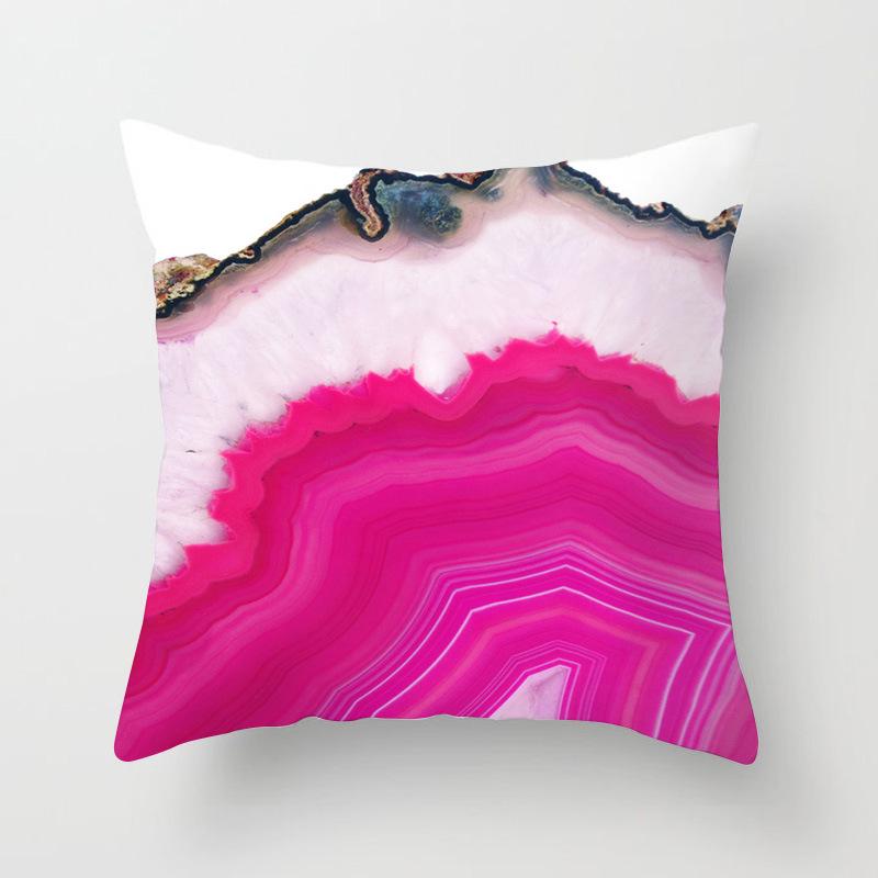 Simple Abstract Geometric Art Peach Leather Velvet Pillow, Fashionable and Comfortable Home Sofa Waist Cushion Pillow Cover