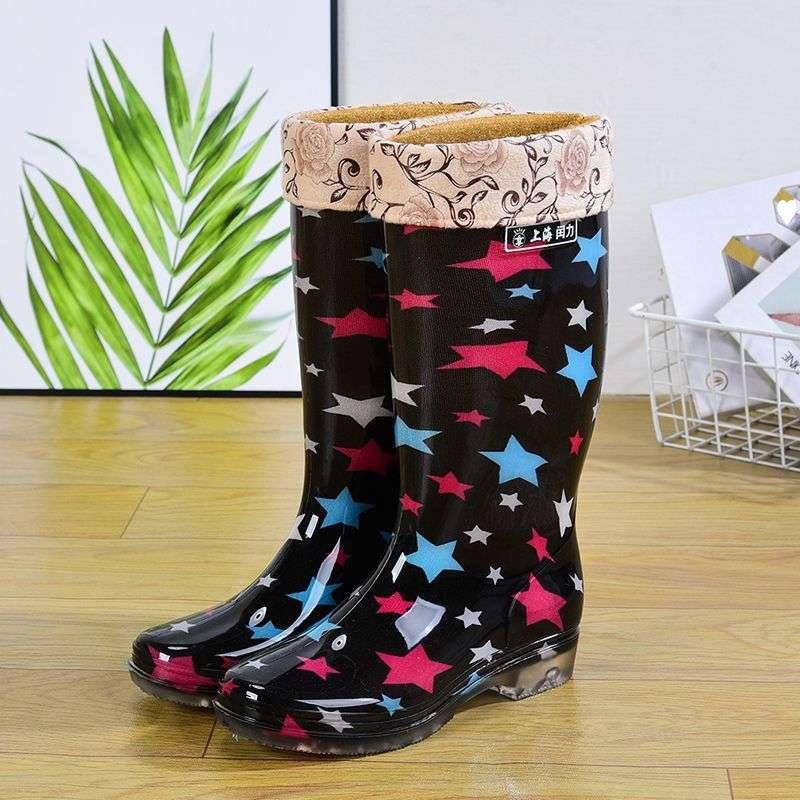 Kuchyňské vodní boty vysoké holínky protiskluzové a odolné proti opotřebení plastové gumové boty návleky vodní boty módní gumové boty boty do deště dámské sum