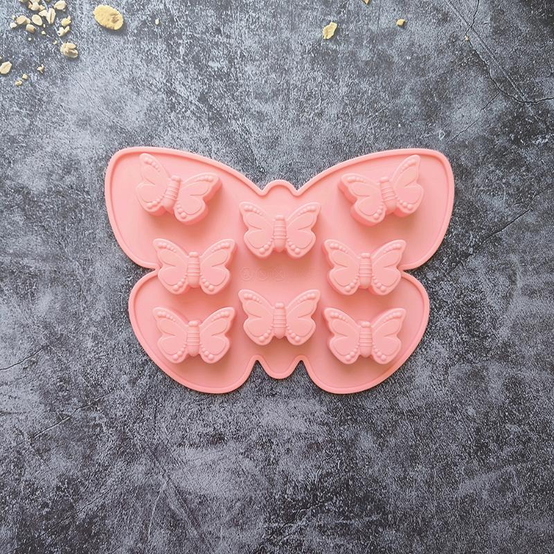 1Pcs Diy Baking Candy Pudding Cake Decoration Mold 8 Holes Butterfly Silicone Chocolate Mold Summer Ice Cube Mold Drip Glue Tool