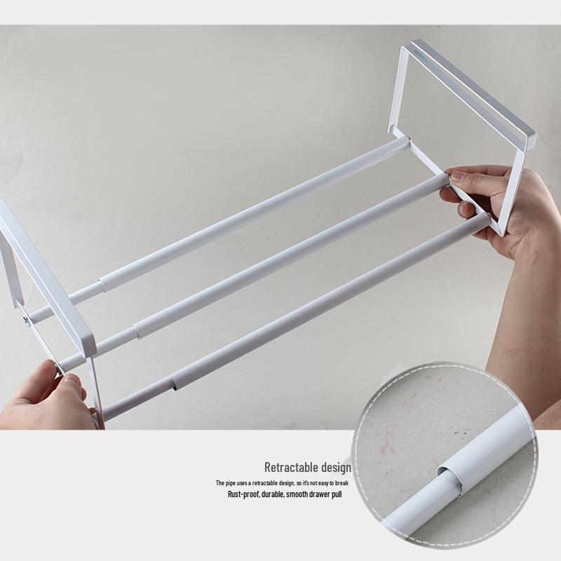 Retractable Shoe Cabinet with Dividers and Under-Hanging Baskets - Easy Install Storage Organizer.