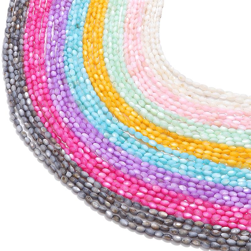 80Pcs Natural Shell Colored Rice Beads For DIY Necklace Bracelet Earrings Jewelry Making