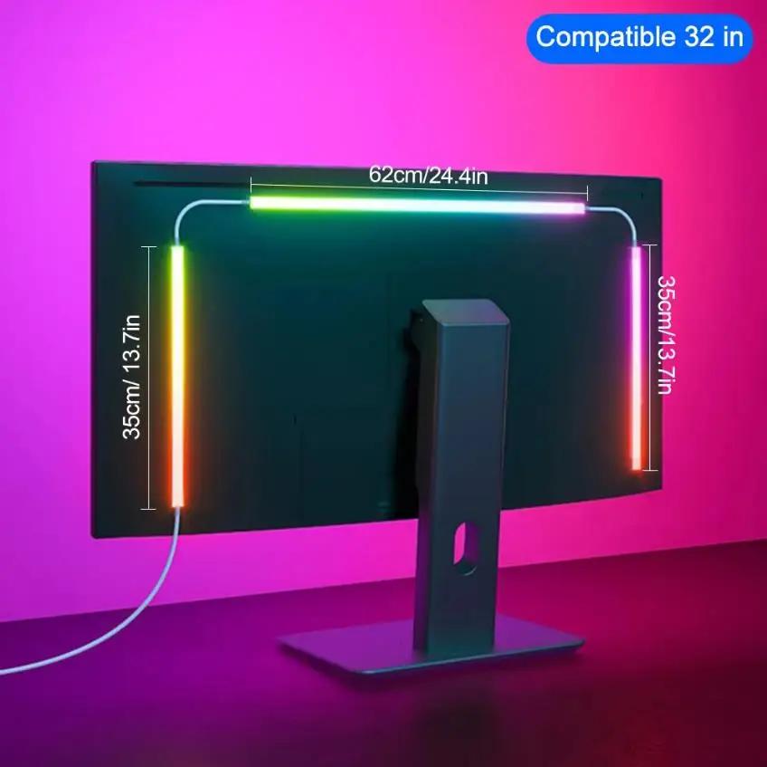 Computerbildschirm-Lichtleiste Monitor RGBIC Bluetooth LED-Lichter Umgebungsbeleuchtung Musik-Sync APP-Steuerung PC-Hintergrundbeleuchtung Spielzimmer