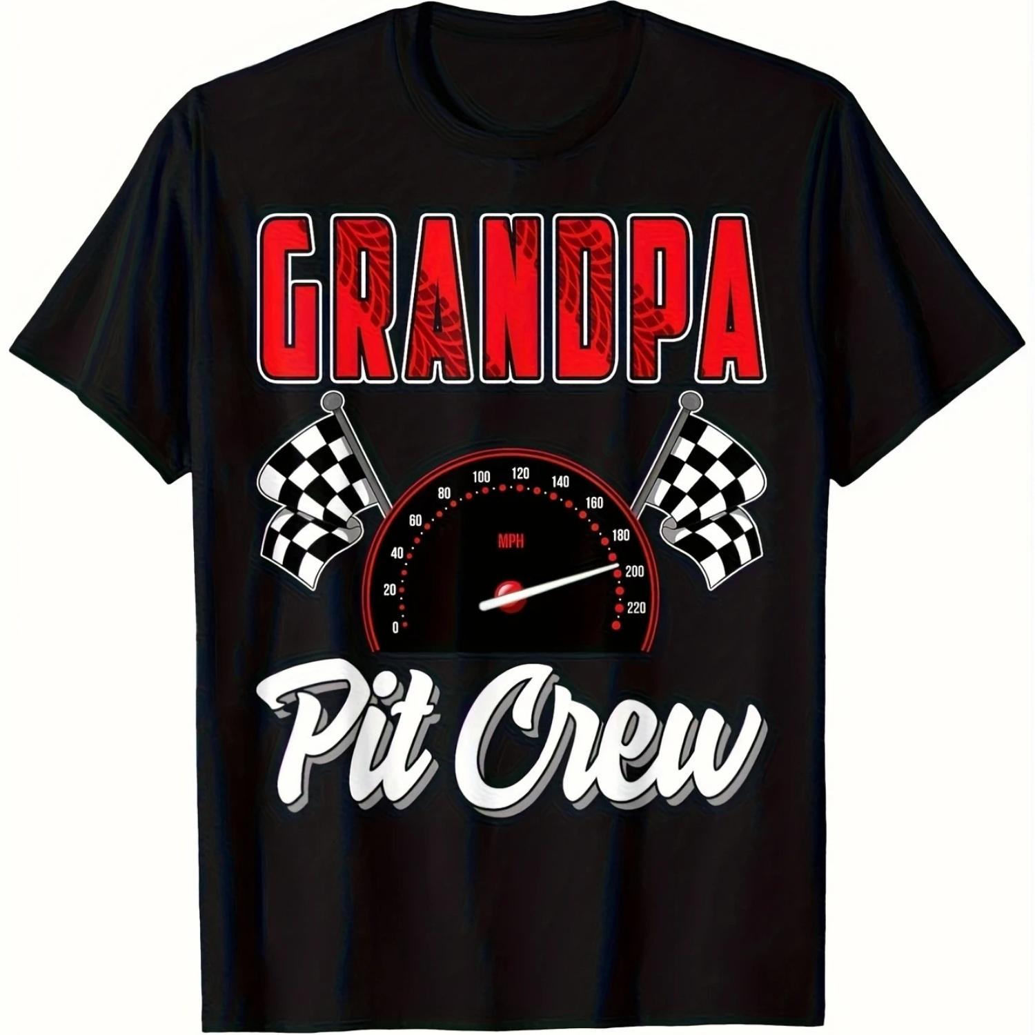 

Grandpa Pit Crew Race Car Birthday Party T-Shirt 100% Cotton O-Neck Short Sleeve Summer Casual Mens T-shirt Streetwear S чёрный
