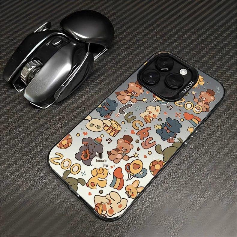Silver Electroplated Funny Animal Party Case for Apple 12, 13 Pro Max, 14, 15, and 15 Pro Phones