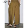 Zaprha 2025 Autumn New Popular American Wide Leg Poplin Pleated Casual Pants Women Relaxed 2731249