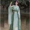 Hanfu de style chinois pour femmes des dynasties Wei et Jin, col croisé, manches larges, costume jupe une pièce