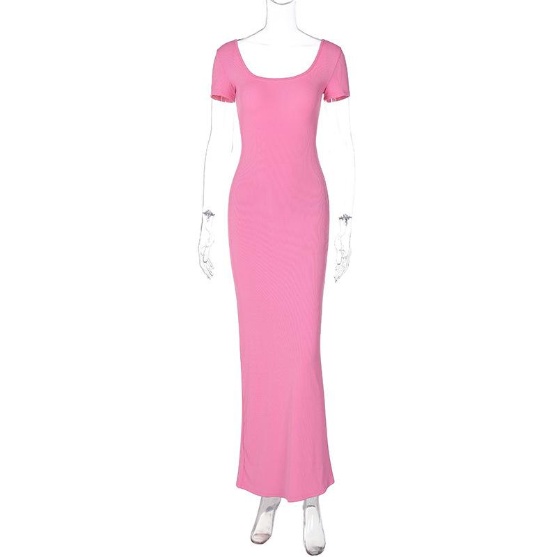 

Атласное платье-комбинация без рукавов с открытой спиной, женское, лето 2023 года, облегающее, элегантное, сексуальное, нарядное, для дам, на день рождения, клубный сарафан M розовый