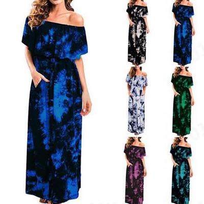 Summer Dresses for Women,Fashion Women Casual Plus Size V-Neck Tie Dyeing Print Split Short Sleeve Dress