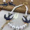 Imitation Beaded Swallow Water Drop Sweater Chain Resort Style Retro Personality Niche High Sense Fashion Necklace