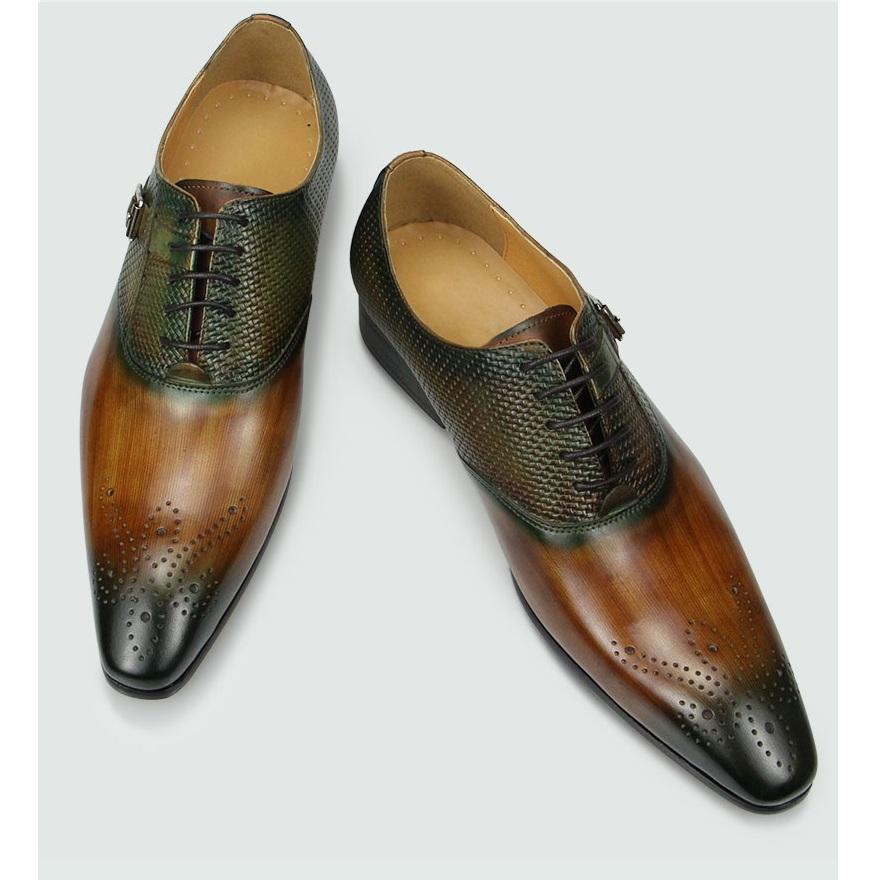 Fashion Wedding Office Shoes For Men Oxford Business Cowhide Leather Upper Dress Shoes Pointed Toe Lace Up Fashion Shoes Man Handmade