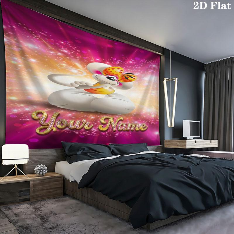 Diddl Custom Name Wall Tapestry Aesthetic Wall Hanging Printed Fabric Blanket Decorative Tapestries for Bedroom Living Room Home Decor