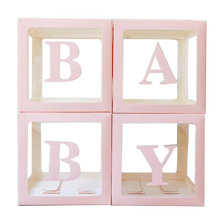 Set of 4 Baby Boxes with Letters Wedding Birthday Party Decoration Photo Props