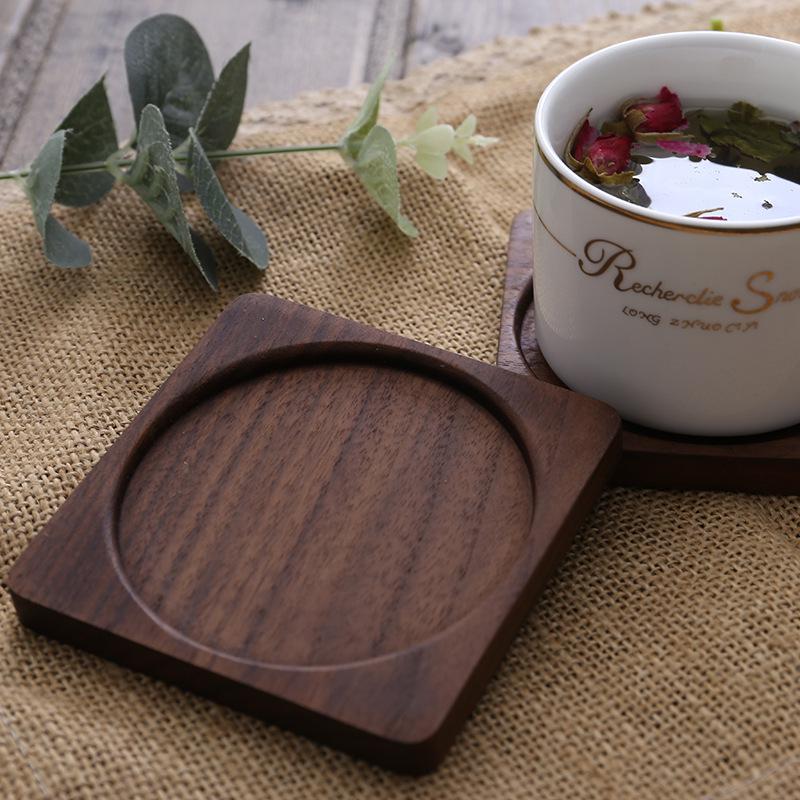 Japanese Tea Ceremony Wooden Coasters - Beech & Walnut Insulation Mats