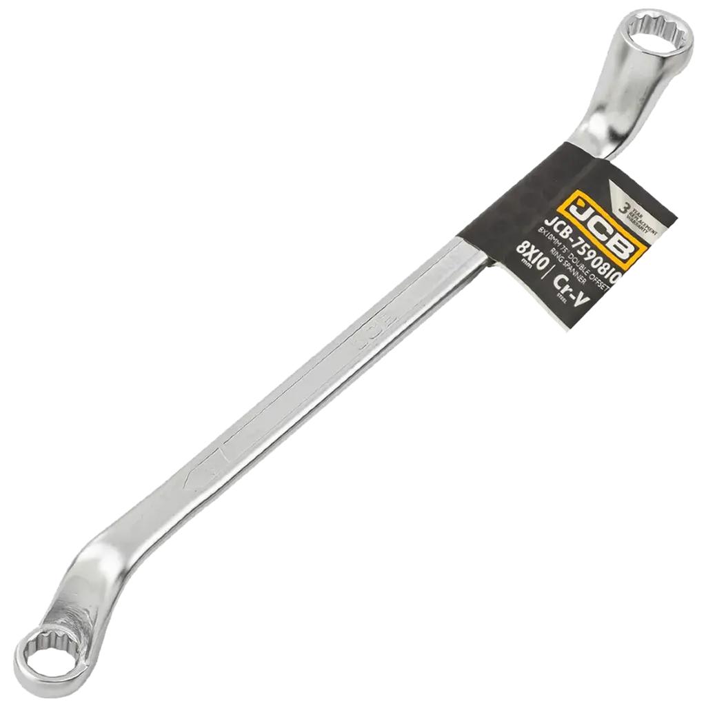 JCB 2-sided Box Wrench Angled 75 Degrees 8x10mm Cr-V 12-point