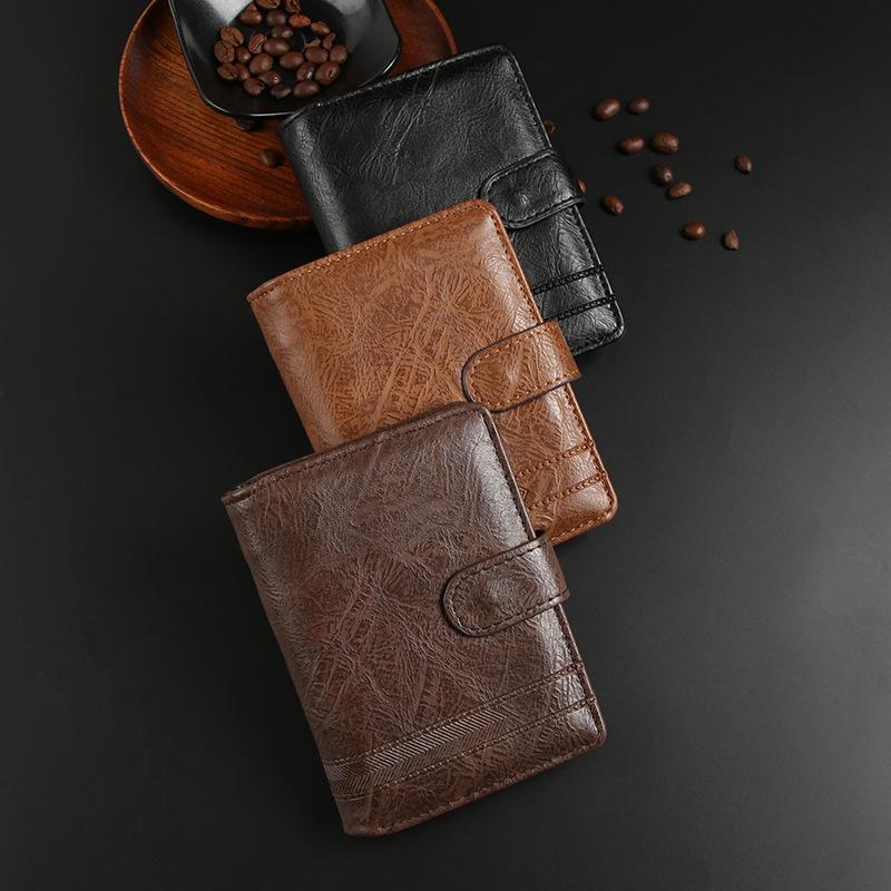 30% Off Men's Short Wallet Business Retro Style Change Clip PU Leather Vertical Leather Bag Ledger