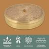 Pure Brass Kitchen Masala Dabba 8" - Floral Etched Spice Box, 7 Compartment, Handcrafted Container with Spoon & Lid