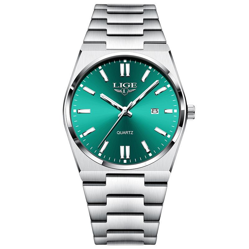 LIGE Waterproof Luminous Men's Quartz Multifunctional Business Watch with Calendar