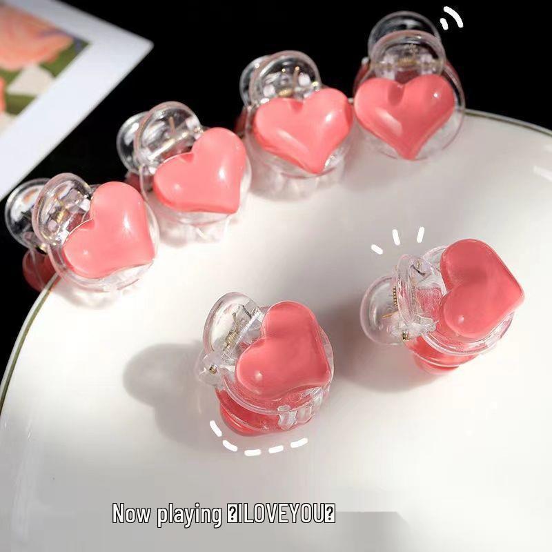 Butterfly Bliss: Pink Heart Mini Claw Clip - Cute & Sweet Qixi Collection