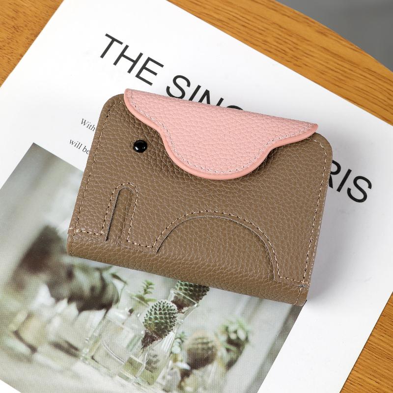 

Portable Cartoon Elephant Wallet Women S Multi-Card Slots Holder Cute Leather Coin Purse