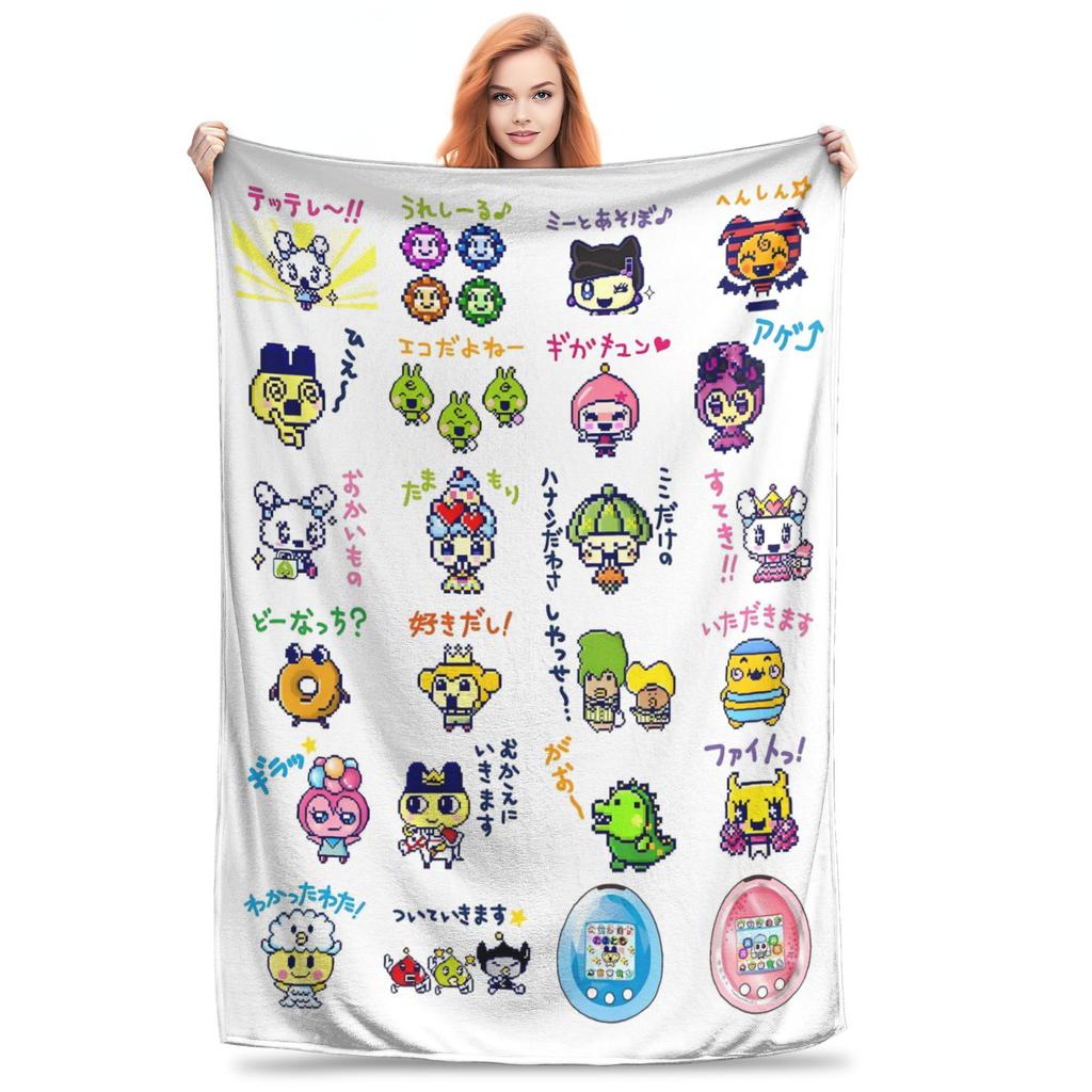 Japanese Tamagotchis Super Warm Blanket  Kids Adult Plush Throw Blanket Novelty Couch Chair Flannel Bedspread Sofa Bed Cover