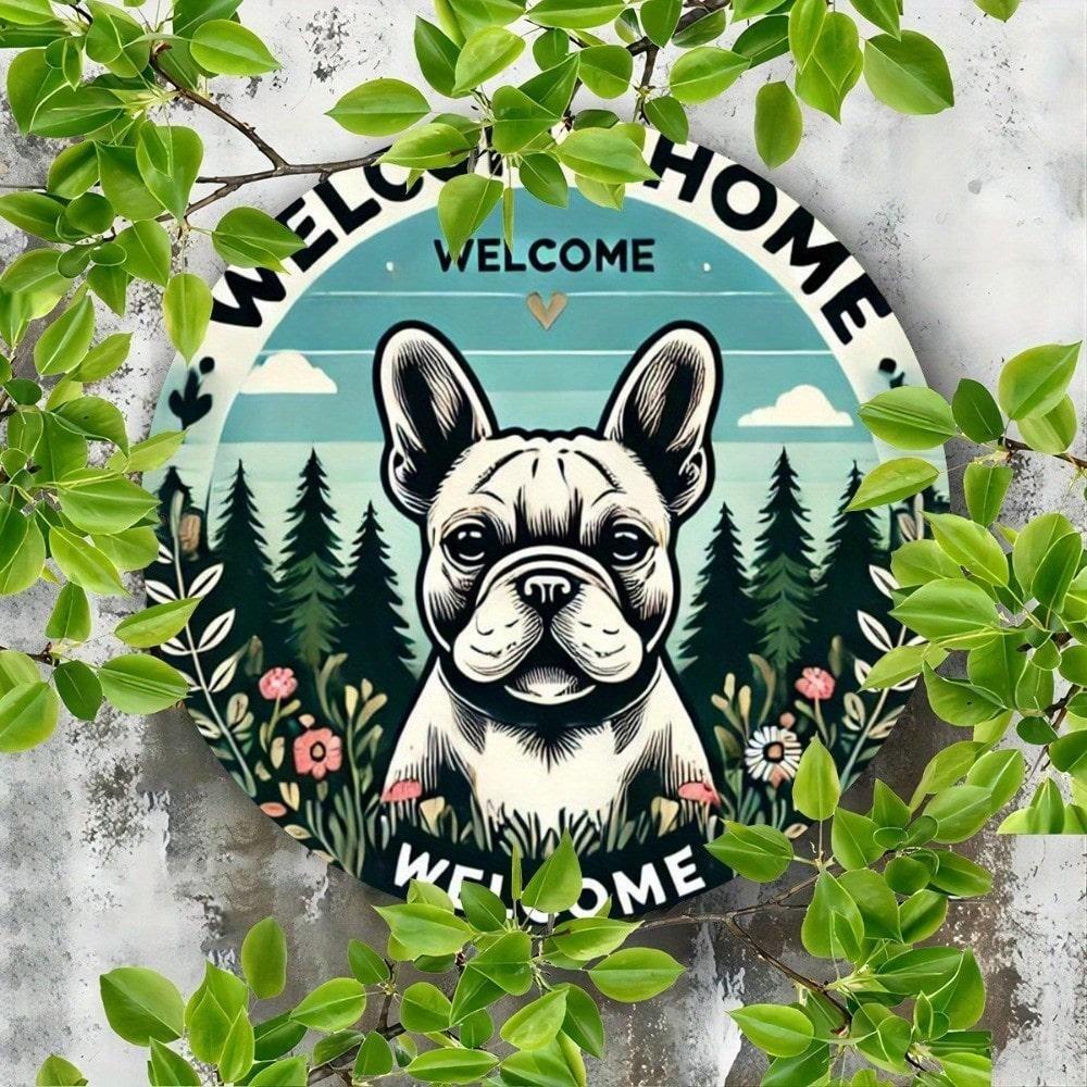 

Vintage French Bulldog 8 Inch Round Metal Sign UV Resistant Indoor Outdoor Decor 20x20 різнокольоровий