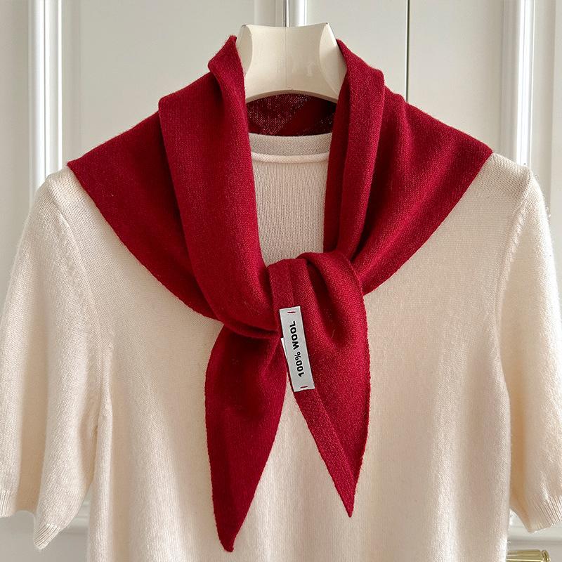 British Korean Triangle Scarf  Wool Triangular Scarves Women Headscarf Knitted Shaws Multi-Functional Warm Knitted Poncho 110x37 CM