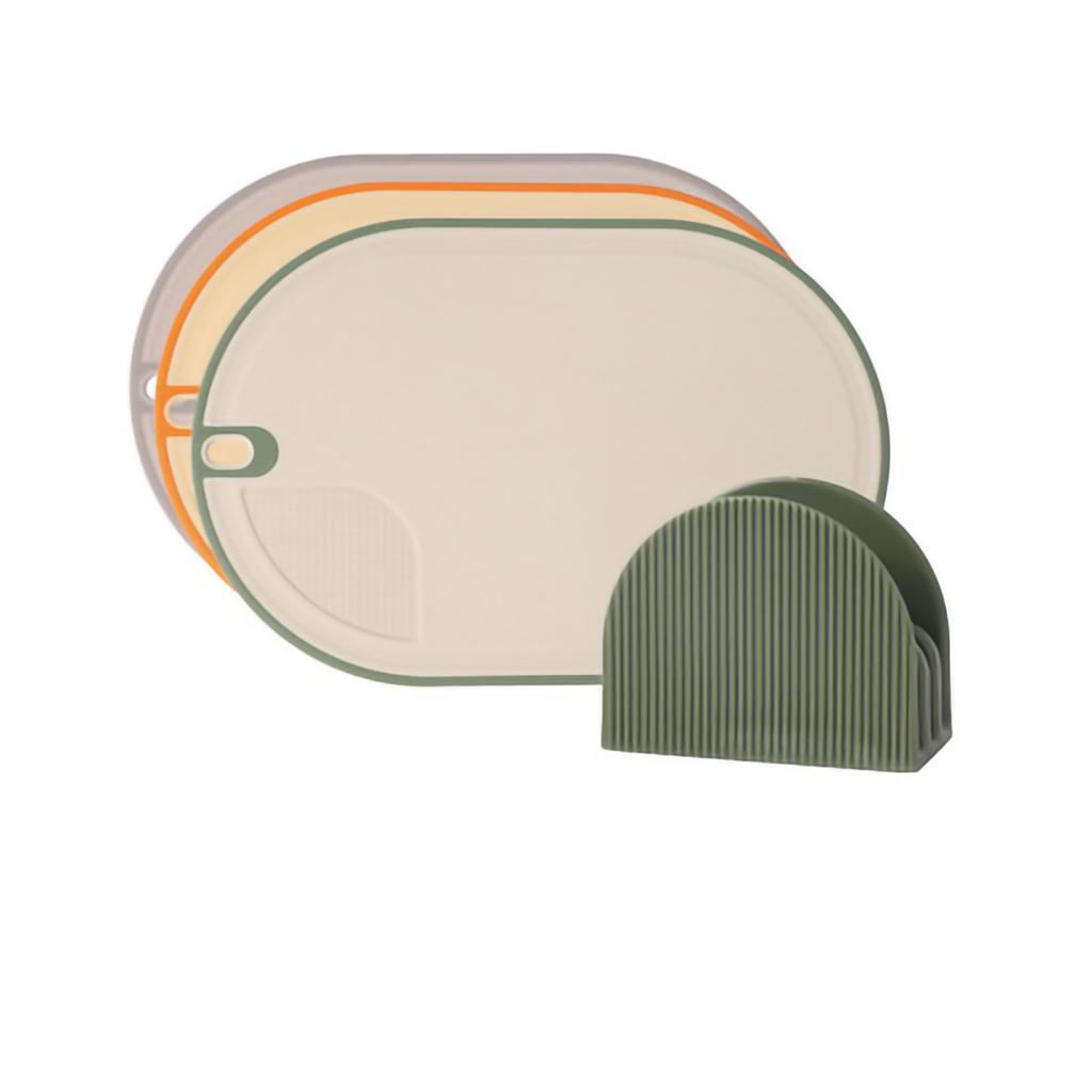 Cutting Board Food Grade Double Sided Prevent Slip Plastic Chopping Board with Holder Base for Meat