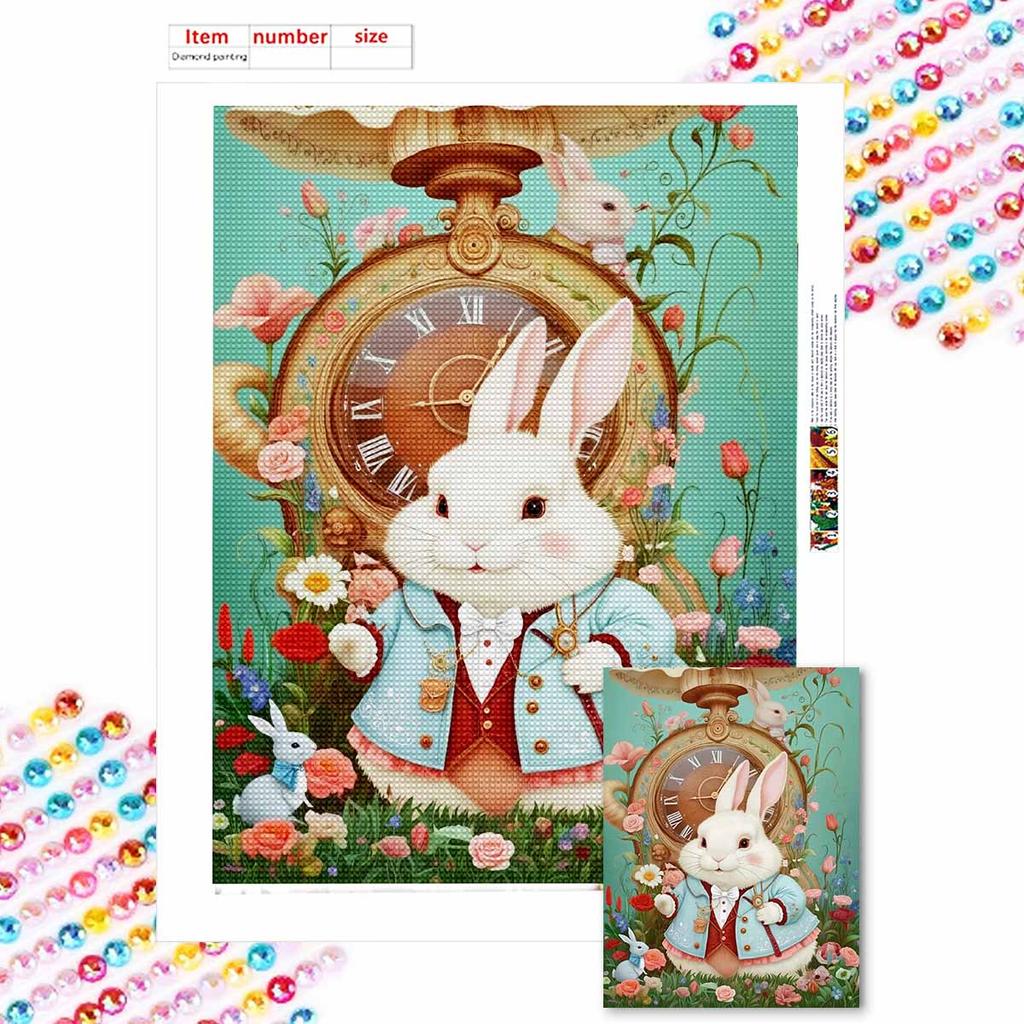 DIY Diamond Painting A Cute Little Chubby Rabbit Cross Stitch Kit Mosaic Art Diamond Painting Full Circle Diamond Home Decoration