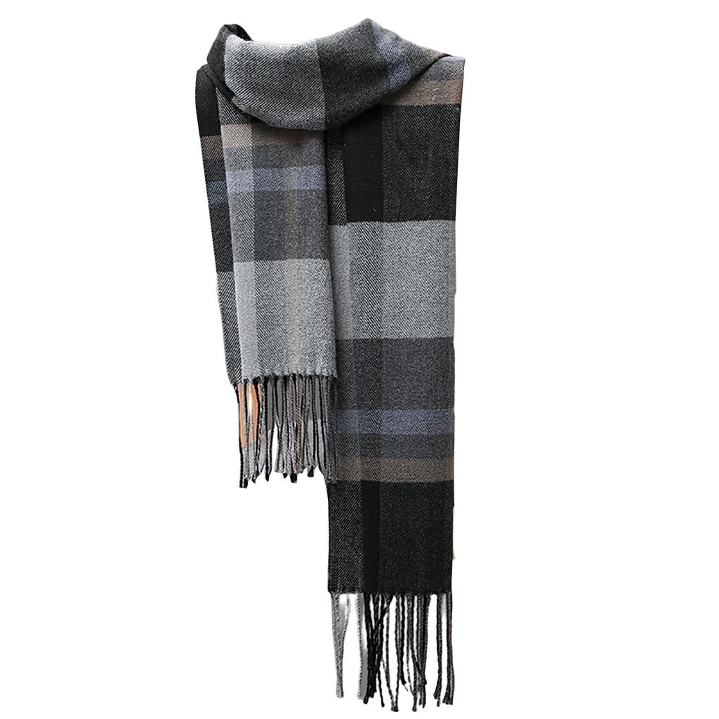 Men'S Scarves Are Versatile, Autumn And Winter Plaid Lengthened And Thickened Scarves, Couple Scarves, Warm Shawls For Women