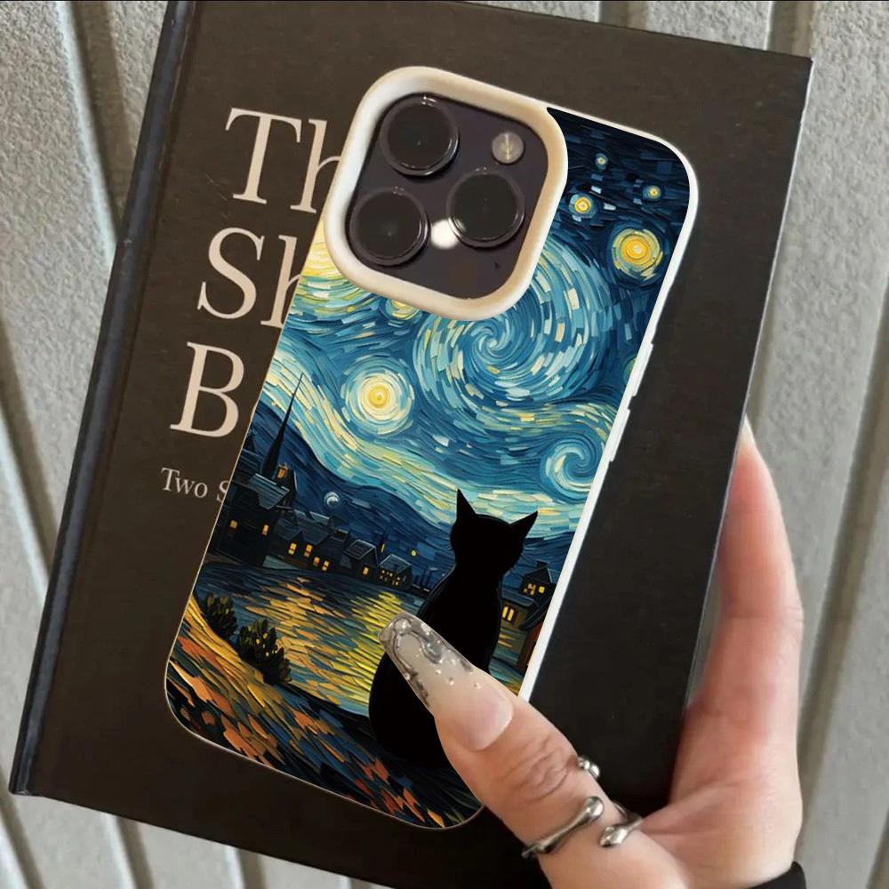 HOT Oil Painting Cat Cool Lichee leather pattern Phone Case For Redmi Note 14 13 12 11 10 9 8 Pro Plus 4G 5G Shockproof Cover