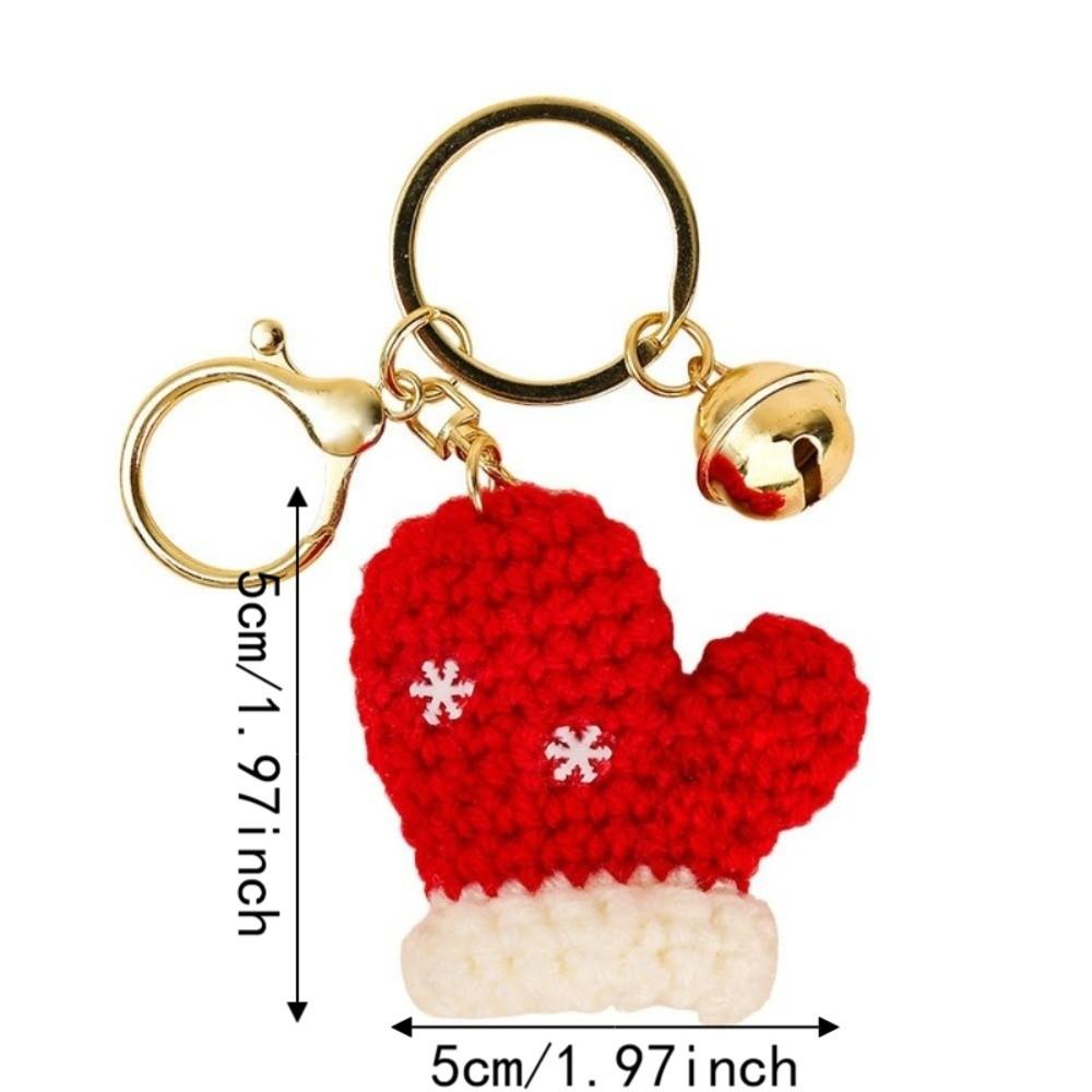 Hand-woven Christmas Hat Keychains Cute Keyrings Office Mini Gloves Pendant Gifts