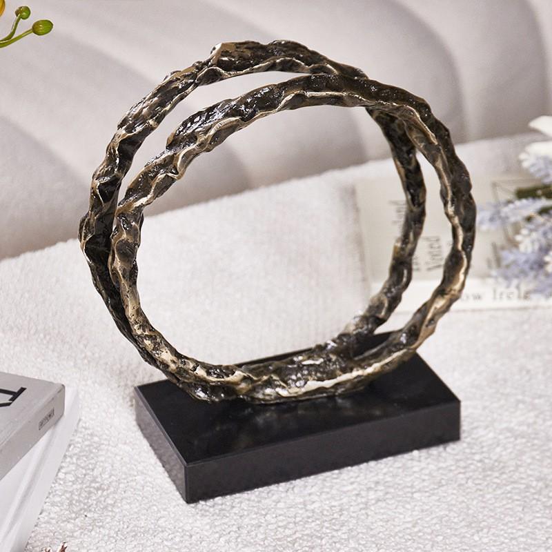 Modern Minimalist Geometric Double Ring Metal Sculpture Decor Living Room TV Cabinet Bookshelf Desktop Sample