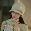 Cashmere knitted hat peaked hat autumn and winter casual hat versatile warm wool hat cold hat bag head hat ear protection hat