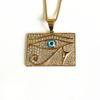 Hip Hop Altes Ägypten Runde Schmuckstücke Collares Goldfarbe Edelstahlkette Ägyptisches Auge des Horus Halsketten & Anhänger