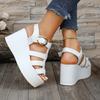 Roman Sandals Women Summer Thick Sole Pu Shea With Buckle For Casual Wear